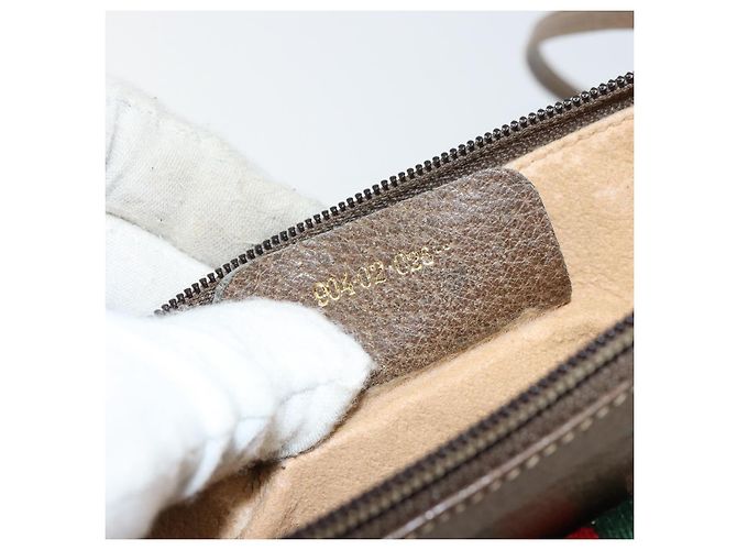Borsa Gucci GG Supreme Web Sherry Line in PVC beige e oro 904 02 026 Auth ka1036 D'oro - vista 21