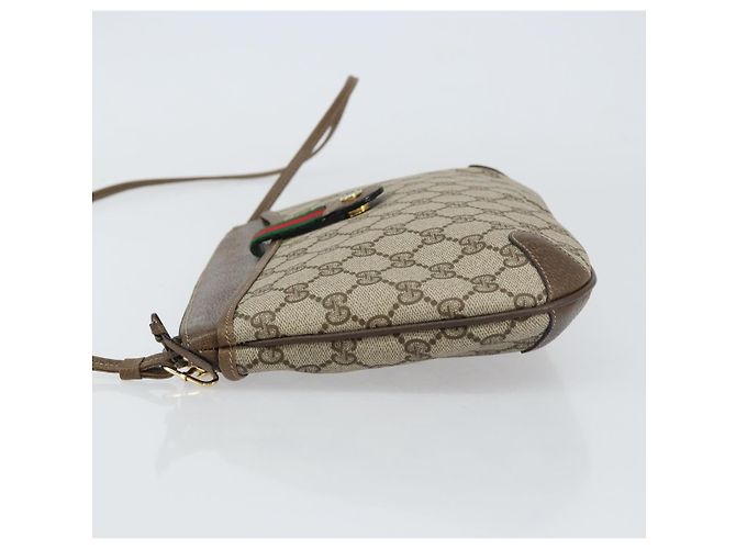 Borsa Gucci GG Supreme Web Sherry Line in PVC beige e oro 904 02 026 Auth ka1036 D'oro - vista 5