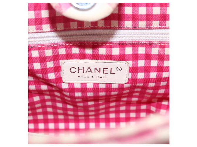 Borsa a mano in tela CHANEL Cruise Line Rosa Argento CC Auth 158031 - vista 14