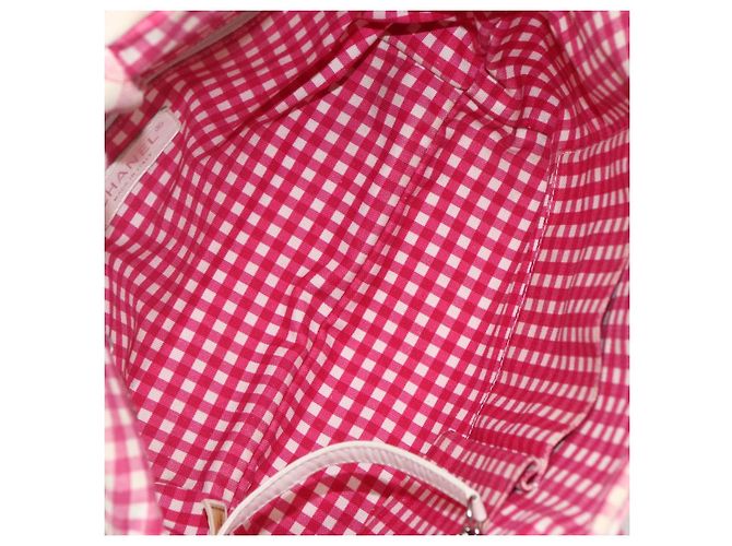 Borsa a mano in tela CHANEL Cruise Line Rosa Argento CC Auth 158031 - vista 16