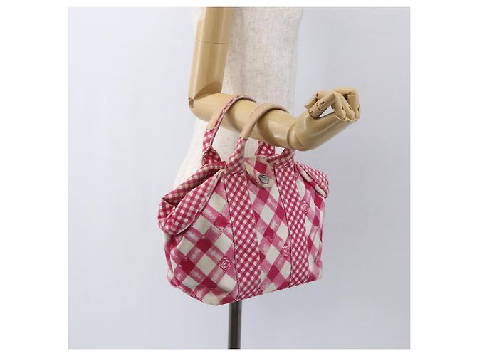 Borsa a mano in tela CHANEL Cruise Line Rosa Argento CC Auth 158031 - vista 21