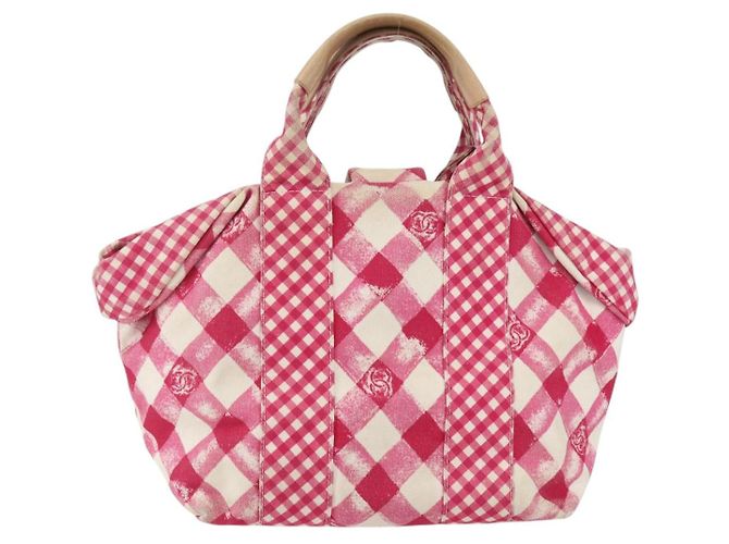 Borsa a mano in tela CHANEL Cruise Line Rosa Argento CC Auth 158031 - vista 3