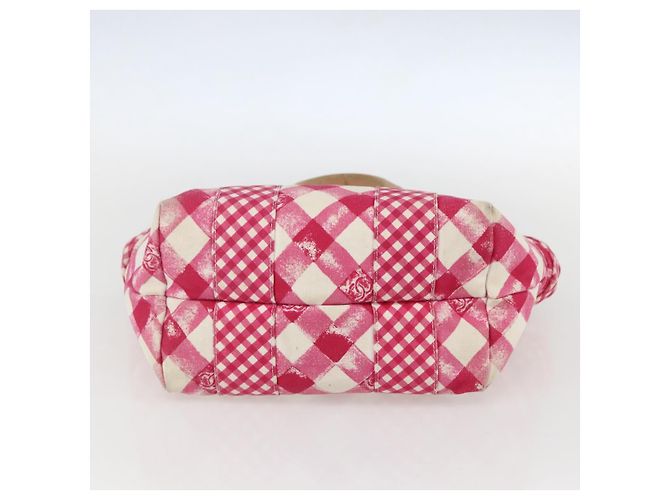 Borsa a mano in tela CHANEL Cruise Line Rosa Argento CC Auth 158031 - vista 9