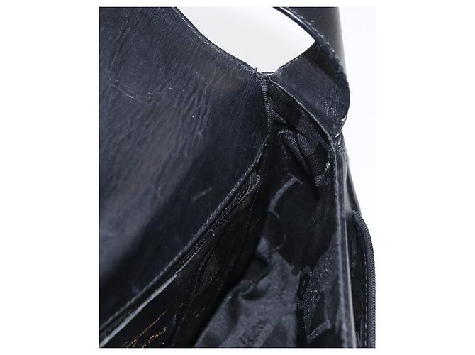 Borsa a Spalla Vala in Pelle Nera e Oro Auth BA9016 di Salvatore Ferragamo Nero D'oro - vista 18