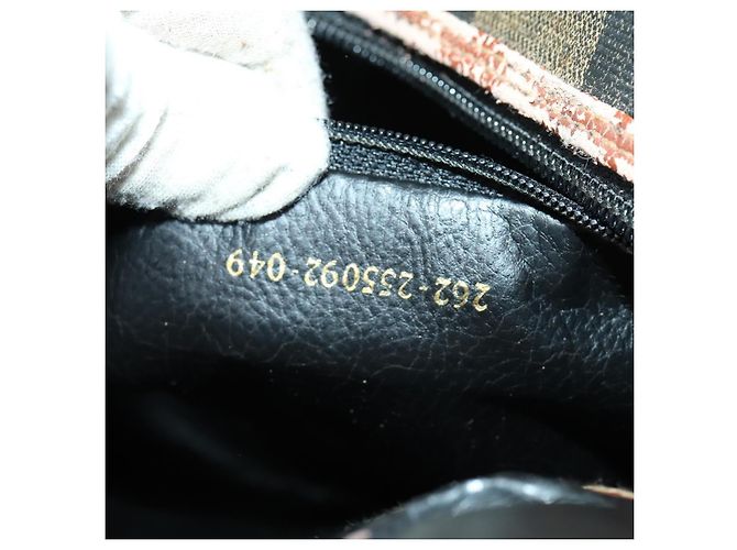 Pequin Borsa Boston in tela Pecan FENDI Nera Marrone oro Auth 155477 Nero D'oro - vista 12