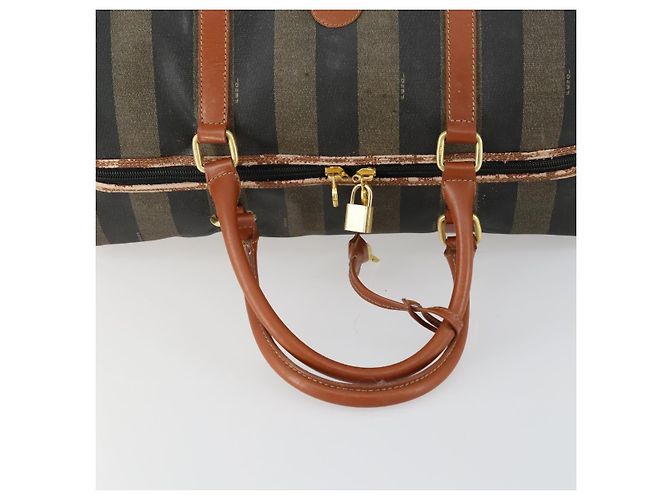 Pequin Borsa Boston in tela Pecan FENDI Nera Marrone oro Auth 155477 Nero D'oro - vista 7
