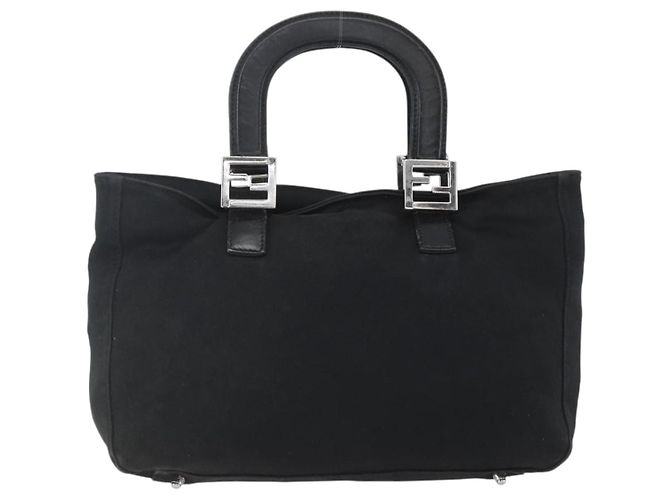 FENDI Handtasche aus schwarzem Nylon mit Silber authentisch 157127 - Ansicht 2