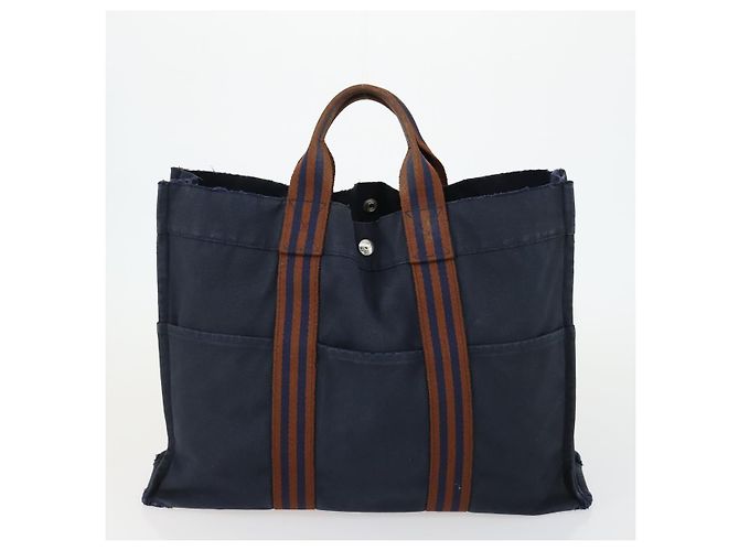 Hermès HERMES PRADA Borsa a mano in nylon canvas 2 pezzi Nero Marina Auth gh1454 Blu navy - vista 10