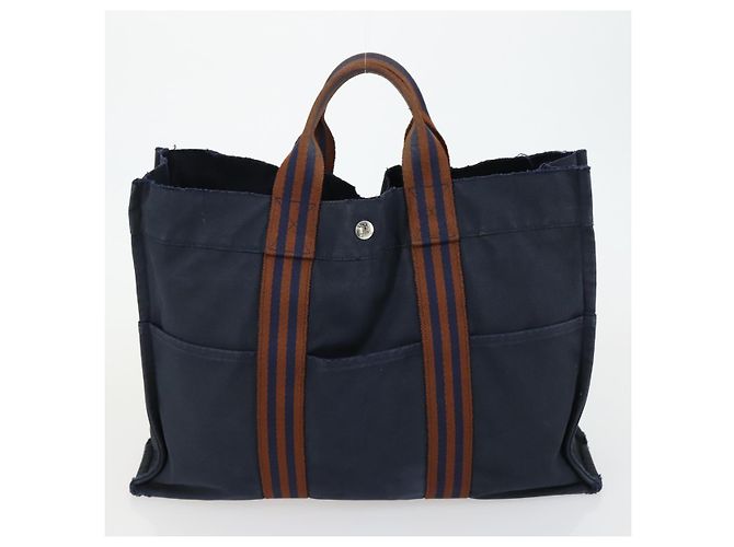 Hermès HERMES PRADA Borsa a mano in nylon canvas 2 pezzi Nero Marina Auth gh1454 Blu navy - vista 11