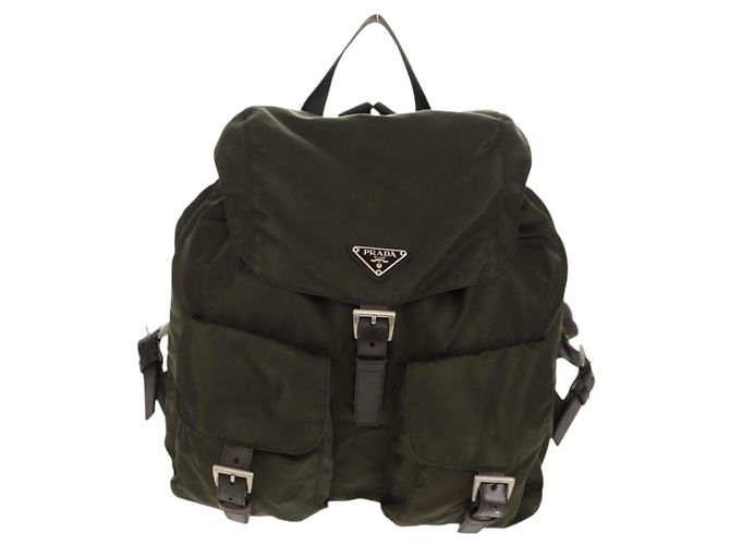 PRADA Backpack Nylon Khaki Silver Auth 157774 Silvery - view 13