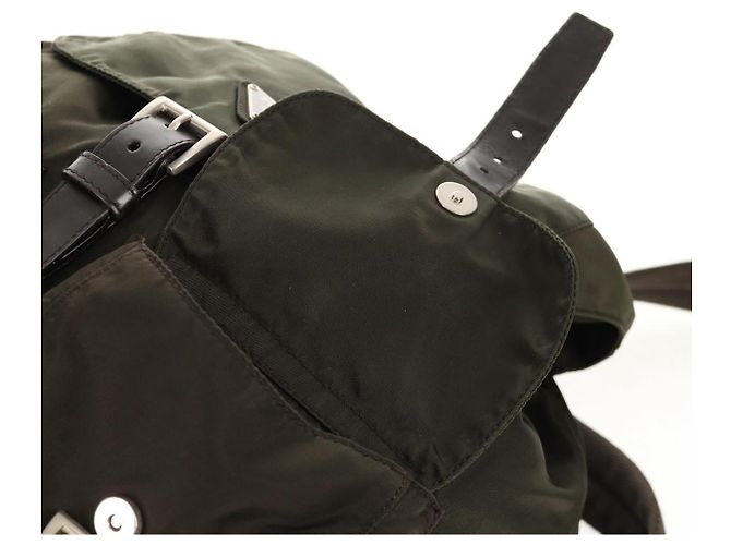 PRADA Backpack Nylon Khaki Silver Auth 157774 Silvery - view 23