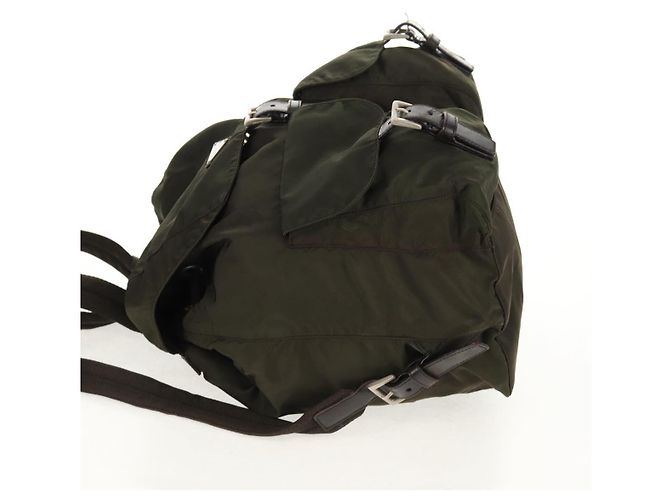 PRADA Backpack Nylon Khaki Silver Auth 157774 Silvery - view 3
