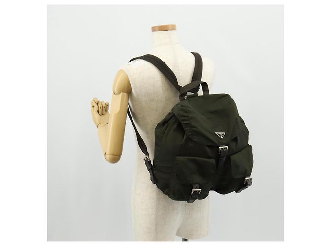 PRADA Backpack Nylon Khaki Silver Auth 157774 Silvery - view 33
