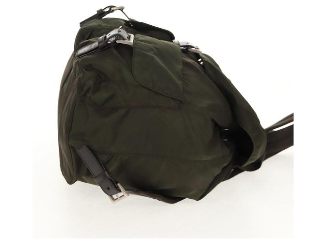 PRADA Backpack Nylon Khaki Silver Auth 157774 Silvery - view 4