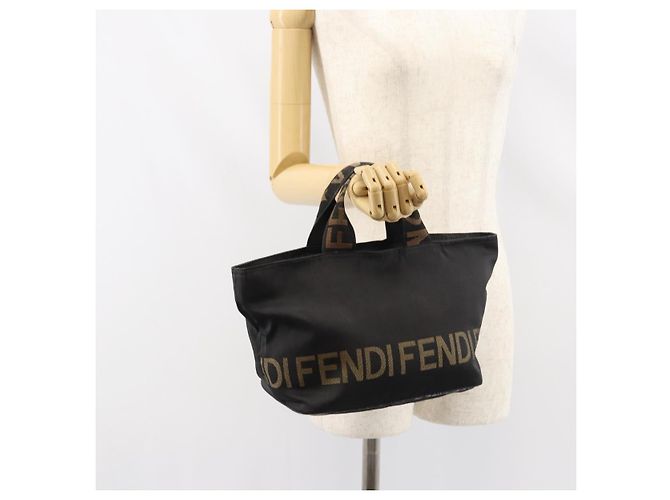 Borsa FENDI in nylon nero e argento autentica 160704 - vista 20