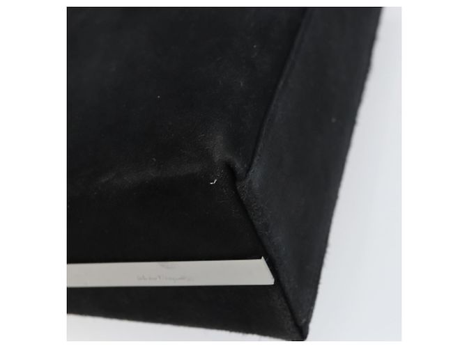 Borsa a Spalla Vala in Pelle Scamosciata Nera e Oro Auth BA9014 di Salvatore Ferragamo Nero D'oro - vista 11