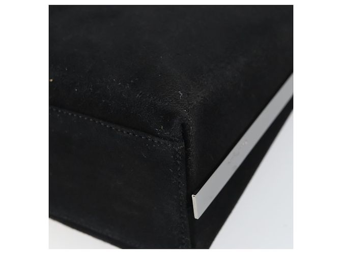 Borsa a Spalla Vala in Pelle Scamosciata Nera e Oro Auth BA9014 di Salvatore Ferragamo Nero D'oro - vista 12