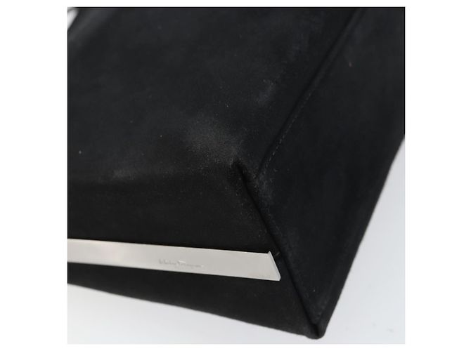Borsa a Spalla Vala in Pelle Scamosciata Nera e Oro Auth BA9014 di Salvatore Ferragamo Nero D'oro - vista 13