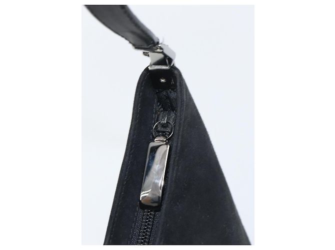 Borsa a Spalla Vala in Pelle Scamosciata Nera e Oro Auth BA9014 di Salvatore Ferragamo Nero D'oro - vista 14