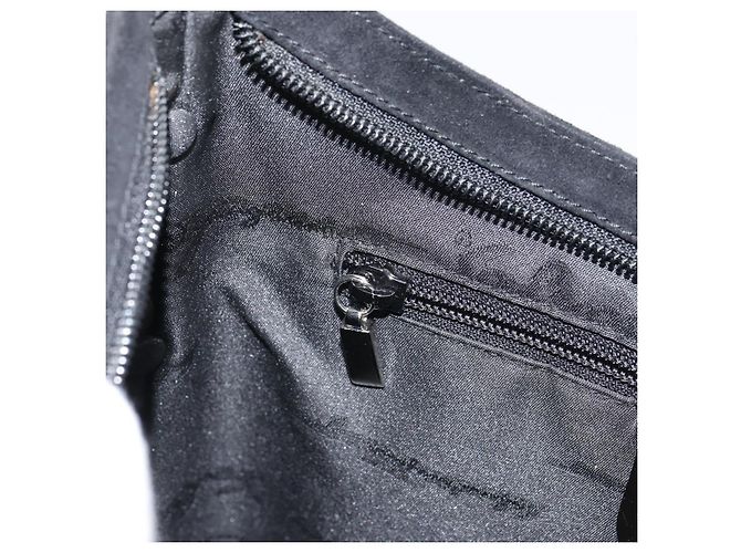 Borsa a Spalla Vala in Pelle Scamosciata Nera e Oro Auth BA9014 di Salvatore Ferragamo Nero D'oro - vista 19