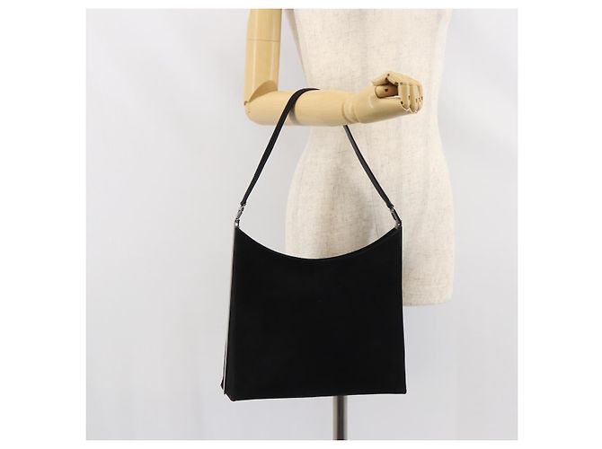 Borsa a Spalla Vala in Pelle Scamosciata Nera e Oro Auth BA9014 di Salvatore Ferragamo Nero D'oro - vista 21