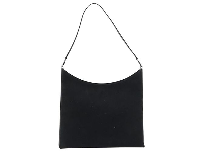 Borsa a Spalla Vala in Pelle Scamosciata Nera e Oro Auth BA9014 di Salvatore Ferragamo Nero D'oro - vista 3