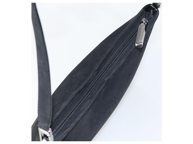 Borsa a Spalla Vala in Pelle Scamosciata Nera e Oro Auth BA9014 di Salvatore Ferragamo Nero D'oro - vista 6