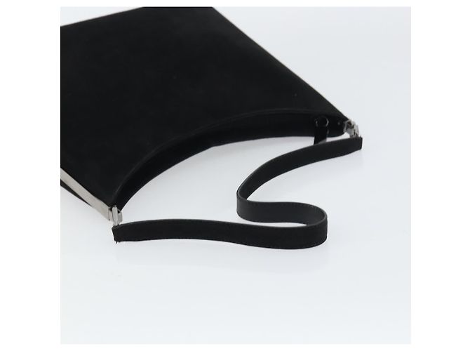 Borsa a Spalla Vala in Pelle Scamosciata Nera e Oro Auth BA9014 di Salvatore Ferragamo Nero D'oro - vista 7