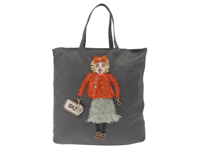PRADA Tote Bag aus grauem Nylon mit silberner Authentizität bs32079 Braun - Ansicht 13