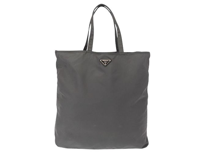 PRADA Tote Bag aus grauem Nylon mit silberner Authentizität bs32079 Braun - Ansicht 2