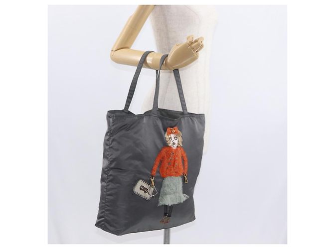 PRADA Tote Bag aus grauem Nylon mit silberner Authentizität bs32079 Braun - Ansicht 25