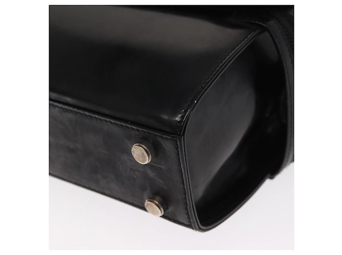 Borsa a Spalla Salvatore Ferragamo Gancini Smalto Nero Argento Auth 160684 - vista 11