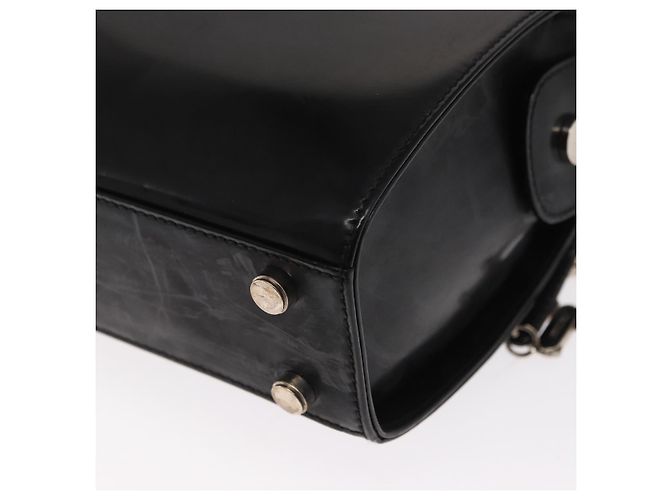 Borsa a Spalla Salvatore Ferragamo Gancini Smalto Nero Argento Auth 160684 - vista 13