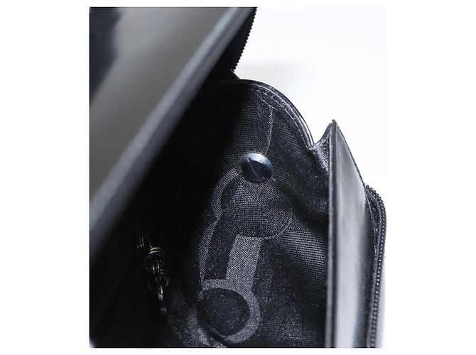 Borsa a Spalla Salvatore Ferragamo Gancini Smalto Nero Argento Auth 160684 - vista 17