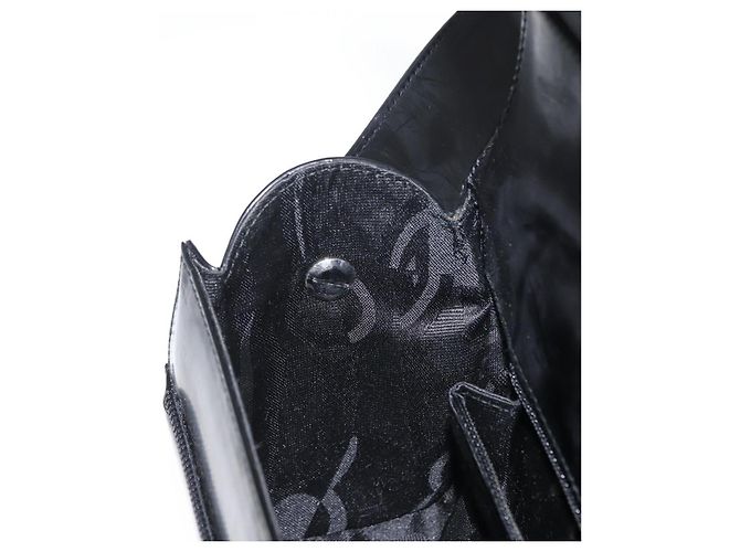 Borsa a Spalla Salvatore Ferragamo Gancini Smalto Nero Argento Auth 160684 - vista 18