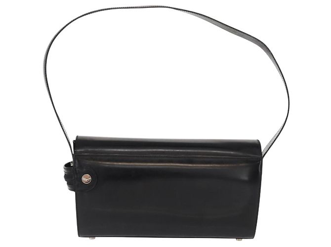 Borsa a Spalla Salvatore Ferragamo Gancini Smalto Nero Argento Auth 160684 - vista 3