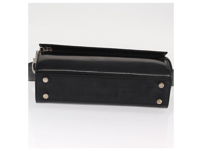 Borsa a Spalla Salvatore Ferragamo Gancini Smalto Nero Argento Auth 160684 - vista 9