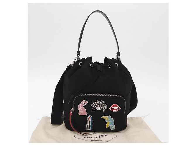 PRADA Bolsa de Mão Nylon 2 vias Preto Prata Auth 158945SAM - vista 12