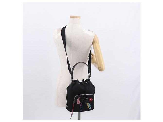 PRADA Bolsa de Mão Nylon 2 vias Preto Prata Auth 158945SAM - vista 29