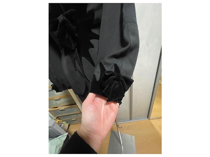 Completo con gonna Thierry Mugler nero in lana e velluto - vista 4