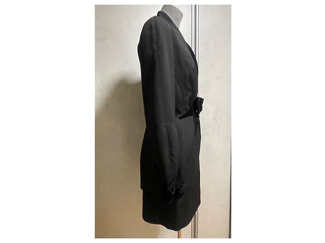 Completo con gonna Thierry Mugler nero in lana e velluto - vista 5