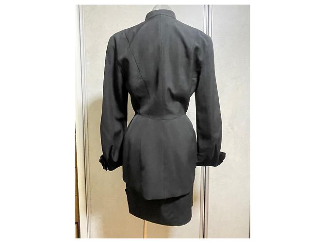 Completo con gonna Thierry Mugler nero in lana e velluto - vista 6