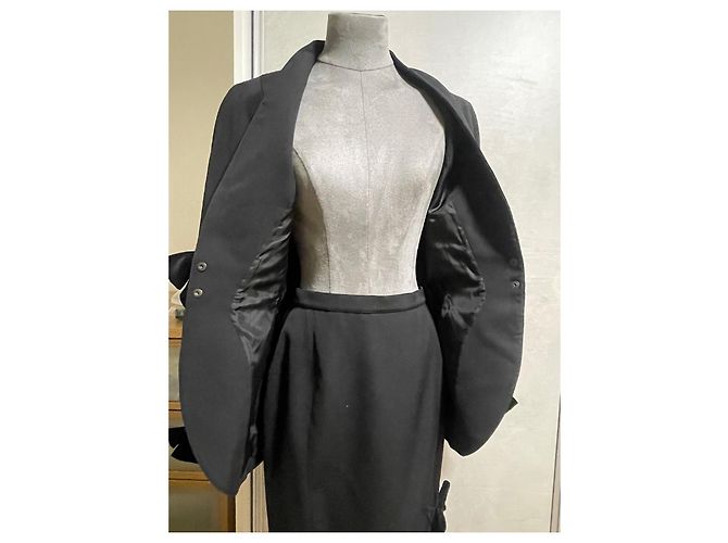 Completo con gonna Thierry Mugler nero in lana e velluto - vista 7
