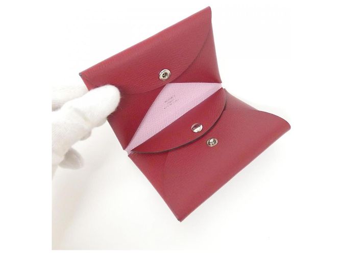 Monedero Calvi Duo Verso de Hermès Roja - vista 5