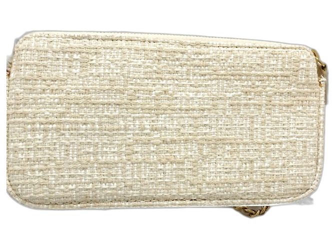 Borsa a Spalla Chanel Deauville in Tela Beige - vista 3