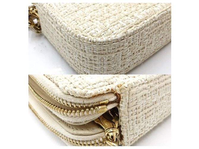 Borsa a Spalla Chanel Deauville in Tela Beige - vista 4