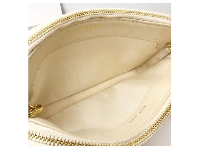 Borsa a Spalla Chanel Deauville in Tela Beige - vista 6