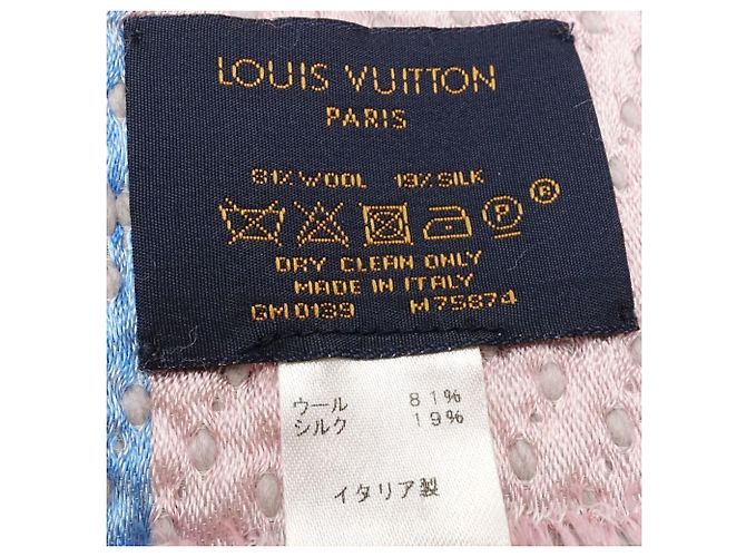 Stola in lana-seta grigia e rosa Louis Vuitton Marrone - vista 8