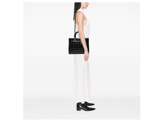 Dior Schwarz Große Lackleder Cannage Lady Dior - Ansicht 7