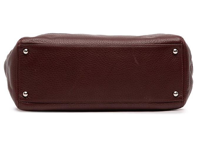 Executive Chanel Rosso Piccola Borsa in Pelle di Vitello Esecutiva Cerf Bordò - vista 3